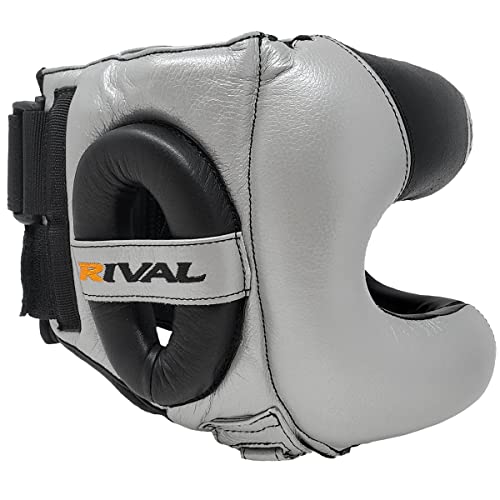 RIVAL Boxing RHGFS3 Face-Saver Sparring Headgear - Wide Eye Opening, Premium Leather, and Thermoplastic Inner Frame - color: Silver, size: Large-X-Large