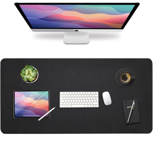 Vine Creations Leather Desk Mat Large 44" x 22", Desk Protector Mat, PU Leather Desk Pad, Non-Slip Large Mouse Pad, Desk Blotter, Desk Pads on Top of Desks, Home Office Desk Matt for Desktop (Black) - color: Black, size: 44" x 22"