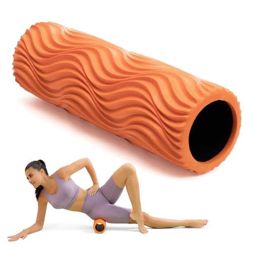 SUBCULTUREPICK Foam Roller - Muscle Massage Roller for Back Pain & Stretching - Ergonomic Wide Wave Textured - Deep Muscle Massage Pilates Yoga, Athletics, Fitness Exercise for Whole Body - color: Orange
