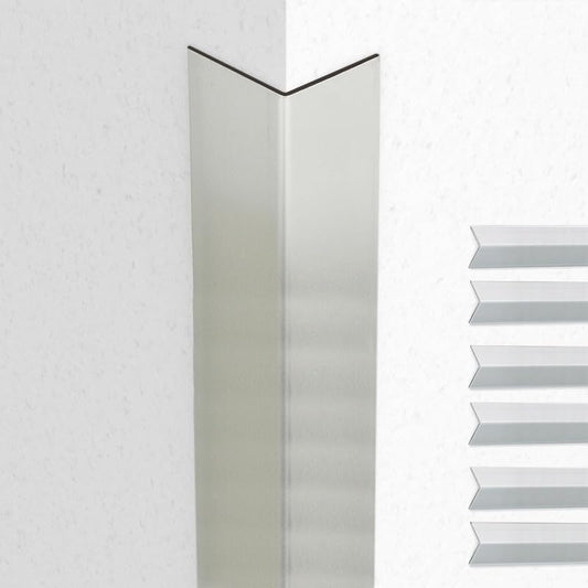 Proflex Wall Corner Protector - Brushed Aluminum 1 inch x 48 inch - Pack of 6 - Self Adhesive Corner Guards for Walls Edge Protection – Easy to Apply – No Tools Needed - color: Brushed Aluminum, size: 1 x 48 In - (6PCS)