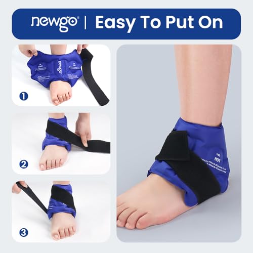 NEWGO Ankle Ice Pack Wrap for Sprained Relief, Ice Pack for Ankle Inuries Reusable, Cold Therapy for Ankles Swelling, Post Surgery Recovery - Blue - color: Blue-1pack