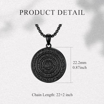PELOVNY Allah Necklace for Men Women 925 Sterling Silver Islam Allah Pendant Chain Islamic Muslim Religious Jewelry Gifts - color: Allah-02-Black