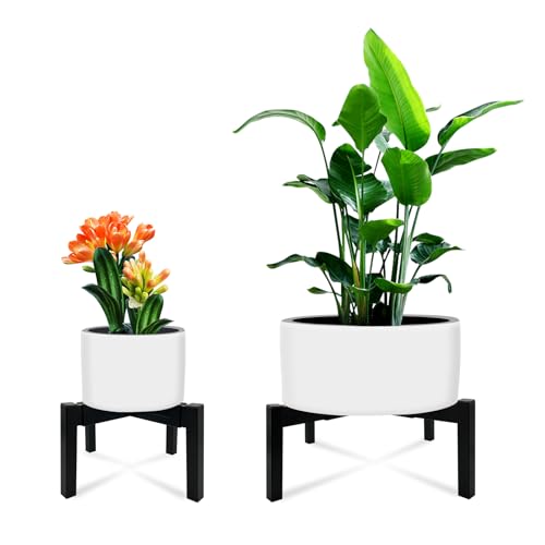 2 Pcs Heavy Duty Adjustable Metal Plant Stand for 10"-16" Plant Pot – Indoor & Outdoor (Black 2 Pack) - color: Mini 2Pcs Black 10-16", style: 3 - Mini
