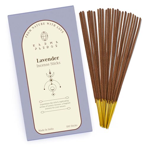KarmaPledge Lavender Incense Sticks, Burn Time 45-60 Min, 100 Sticks - color: Lavender