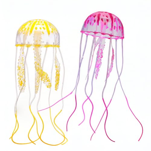 Replacement Jellyfish Set, 2 Realistic Floating Decorations Compatible Aquarium Lamps