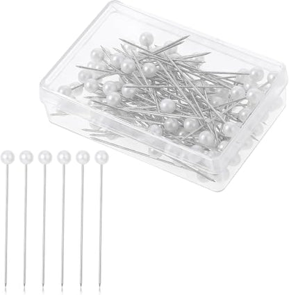 100 Pcs Pearl Pins for Bouquets for Fabric White Straight Head Pins Map Pins Fixed Sewing Marker Needle for Crafting Maker Jewelry DIY Craft Sewing Wedding Flower Decorations