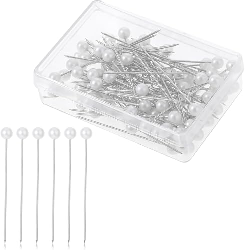 100 Pcs Pearl Pins for Bouquets for Fabric White Straight Head Pins Map Pins Fixed Sewing Marker Needle for Crafting Maker Jewelry DIY Craft Sewing Wedding Flower Decorations