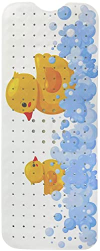 ENKOSI Non-Slip Bath & Shower Mat 40x16 Extra Long, Suction & Drain Holes | Fun rubber duck print for kids; Durable PVC; 40x16 in, Duck - color: Duck Print