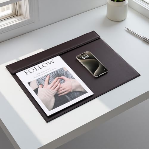 18''x14'' Large Rectangle A3 Desk Writing & Drawing Desk Pad &Board Table Protector Mat with Paper Clip on Top Brown - color: Brown-a189