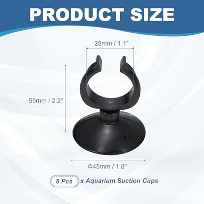 Aquarium Suction Cups, Fish Tank Suction Cups Clips Airline Tube Holders Clamps (Plastic, 8Pcs, Black) for 1.1" Fish Tank Airline Tubing Binding Moss Shrimp Nest, 28x45MM - color: Black, size: 28x45MM