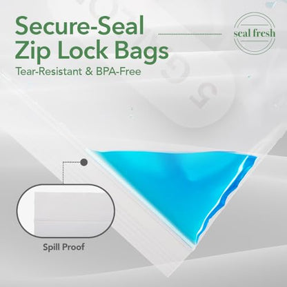 Seal Fresh 5 Gallon Large Plastic Storage Bags – 18" x 24" (90 Count) – Reusable XXL Extra Large Clear Jumbo Zip Bags with Sealable Zipper Top For Clothes, Travel, Moving - size: 5 Gallon - 90 Pack