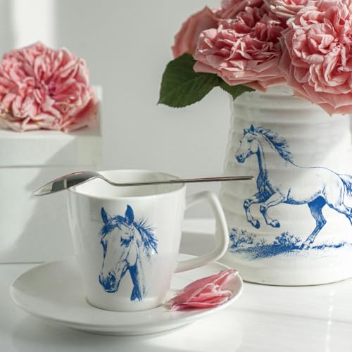 SUPERDANT 5pcs Horse Underglaze Paper Transfer Animal Transfer Papers for Clay Ceramic Porcelain Under Glaze Transfers for Pottery Enamel Decals Blue Underglaze Decal Handcrafted Gifts - style: Horses