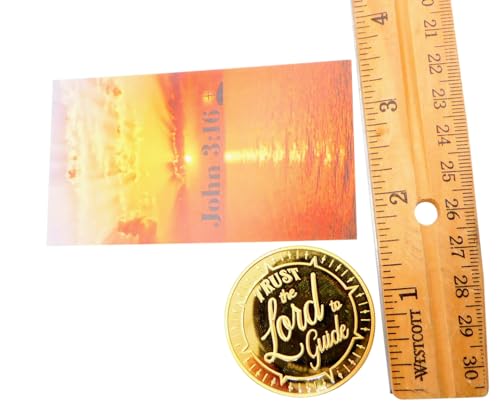 Westmon Works Gods Word is Our Compass Token Pack Metal Pocket Trinket with John 3:16 Christian Holy Card Gift Set
