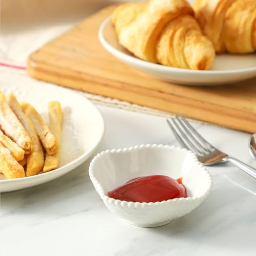 UIBFCWN 12 Pack Dipping Bowls, 2 oz Ceramic Soy Sauce Dish, White Dipping Sauce Bowls/Dishes, Condiment Server, Small Appetizer Pinch Bowls for Condiments, Sushi, Ketchup, BBQ - color: Pearl, size: 12 Pack