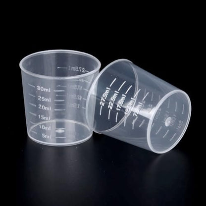50 Pack 30ml/1.02oz Plastic Liquid Measuring Cups Transparent Mixing Cups Medicine Cups Lab Graduated Beakers Clear Measuring Jugs Set Medium Kitchen Baking Cooking Measure Tool Home