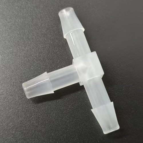 3 Way Tee Connector Equal Barbed T-Fitting 3 Way Hose Barb Adapter for Laboratory Biochemical Analytical Instruments Food Machinery Aquarium Equipment 100pc/pk (6.4mm 1/4'' Sq) - size: 6.4mm 1/4'' Sq