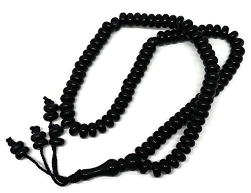 Islam Prayer Tasbih 99 Beads AMN-101 Muslim Zikr Rosary Misbaha w/Decorate Tassels Ramadan praying Eid Gift - color: Black