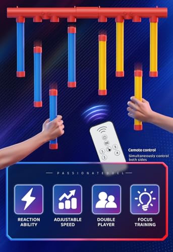 8 Sticks Reflex Challenge Practice, Falling Sticks Reaction Time Trainer Reflex Sticks Rebounce Game with Adjustable Speed Modes and Remote Contro