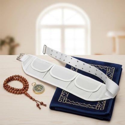 Hajj Umrah Waist Belt Ihram Pilgrimage Bag with Zip Pockets for Passport Money Travel Organizer - color: Three-pocket Style