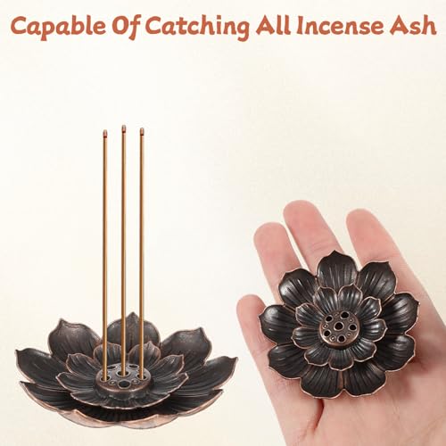 6 Pcs Incense Holder for Sticks, Lotus Insense Burner Holders with 6 Holes, Copper Lotus Incense Stick Holders for Home Fragrance Meditation Yoga Sauna SPA