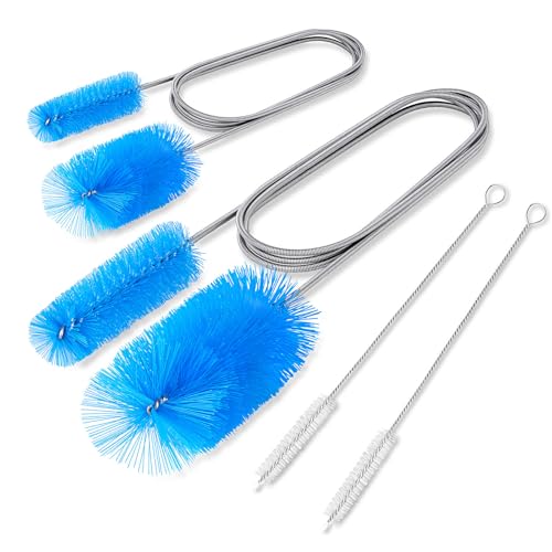 66 Inch Drain Cleaning Brush, Flexible Long Pipe Cleanner Tool | Flexible Long Reach, Double Nylon Ends, Stainless Steel Shaft, Sink & Drain Cleaning, Includes 2 Straw Brushes - size: Large clean brush