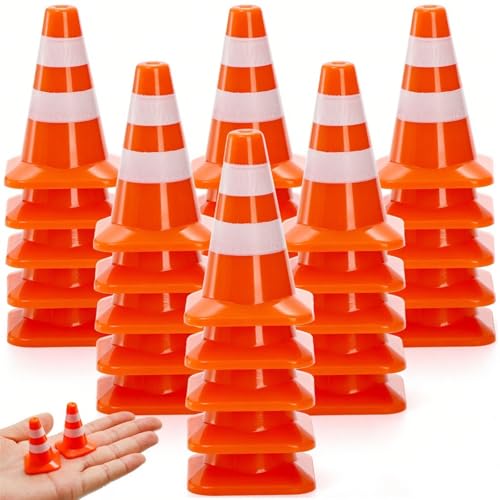 30 Pcs Mini Plastic Traffic Cones, 1.4 inch Training Roadblock Cones Traffic Signs, Mini Road Safety Cones for Micro Landscape Sand Table Engineering Construction Road Cones Model