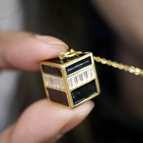 Bolenvi Gold Kaaba Necklace by MAHJ - Muslim Islamic Ramadan Hajj Umrah Eid Gifts, 14K Plated Pendant Necklace, Allah Mecca, Saudi Arabia, Arabic Islamic Jewelry For Women & Men