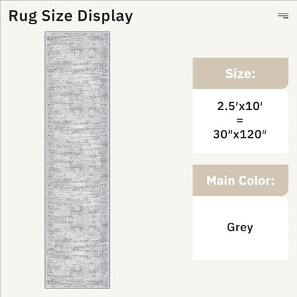 Soalmost Hallway Runner Rug 2'6"x10' Non-Slip Runners for Kitchen Grey - color: Grey, size: 2'6" x 10' (Runner)