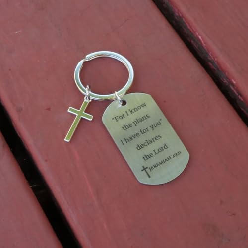 Inspirational Scripture Keychain with Cross - Bible Verse Matte Key Chain Religious Gift for Christian - style: Jeremiah 29:11