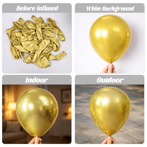Voircoloria 110pcs Metallic Gold Chrome Latex Party Balloons, 12inch - color: 05 Metallic Gold, size: 12 inch - 110pcs