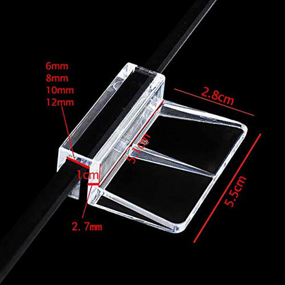 Ochine 4 PCS Aquarium Lid Clips, Transparent Aquarium Lid Clips, Clear Acrylic Fish Tank Lid Holder Aquarium Cover Support Clamps for Rimless Aquarium Glass Top, Fish Tank Cover, Aquarium Hoods - size: 8mm