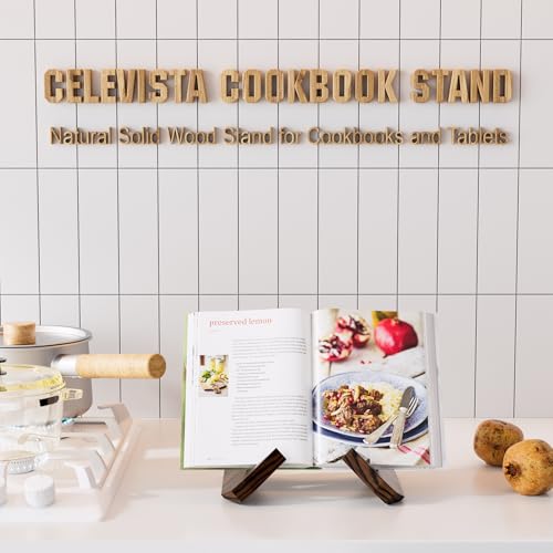 Cookbook Stand for Kitchen, Wooden Cook Book Holder, Plate Stands for Decor Display, Recipe, Counter, Photo, Gift(Rustic Brown) (6.5in-2P) - size: 6.5in (2 Pack, Rustic Brown)