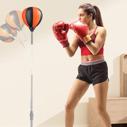 Punching Bag – Reactive Upright Boxing Target with Adjustable Suction Cup Base | Height Adjustable Training Equipment for Teen Adult Fitness Parent Child Exercise