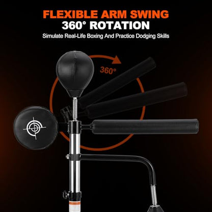 Punching Bag with Stand 5 in 1 Adjustable Height for Adult, Heavy Boxing Bag with 360° Relax Bar, Hitting Target, 2 Speed Bags