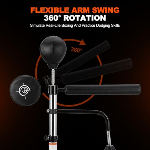 Punching Bag with Stand 5 in 1 Adjustable Height for Adult, Heavy Boxing Bag with 360° Relax Bar, Hitting Target, 2 Speed Bags