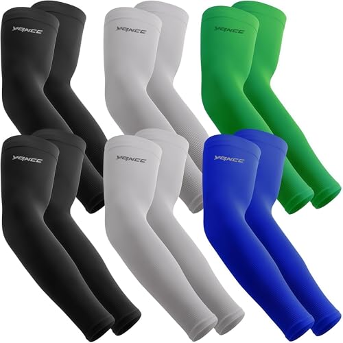 YQXCC 6 Pairs Arm Sleeves UV Sun Protection Sport Compression for Men Women - color: 2 Pairs Black/ 2 Pairs Gray/ 1 Pair Blue/ 1 Pair Green