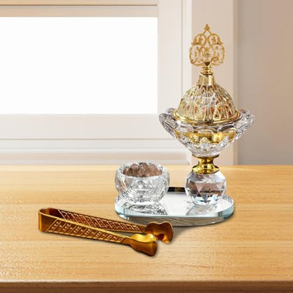 Glass Arabic Incense Burner with Tongs, Bakhoor and Cone Holder Tabletop Ornament for Living Room Yoga Meditation - style: Style C
