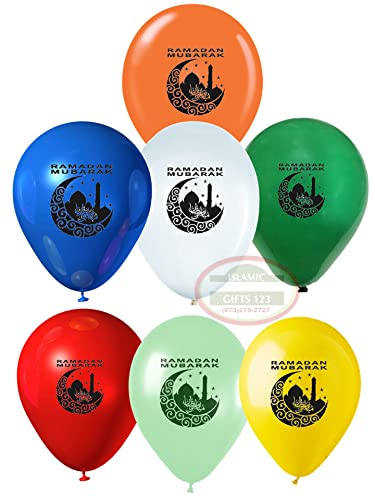 Ramadan Balloons [100 PACK] Ramadan Mubarak Wall Decoration Ramadan Favors Ramadan DIY Eid Decor Islamic Gifts 123 (Balloons) - color: Balloons