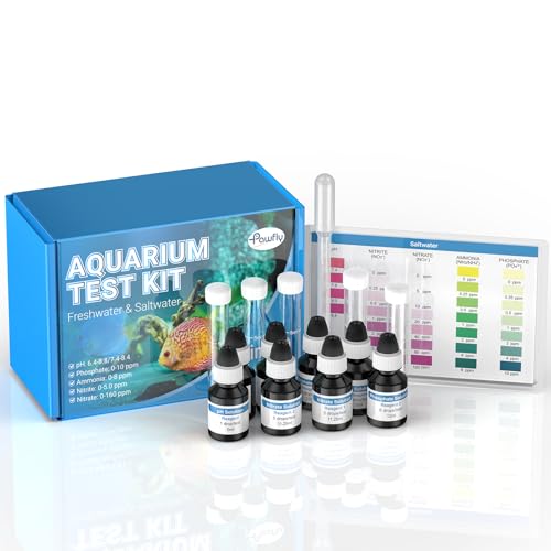 Pawfly 5 in 1 Aquarium Water Master Test Kit, Fish Tank Water Testing Kit | Aquarium Water Test Kit for pH Nitrite Nitrate Ammonia & Phosphate, Aquarium Test Kit for Freshwater & Saltwater Fish Tanks - color: Blue Standard Kit Pack