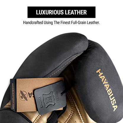 Hayabusa T3 LX Leather Boxing Gloves | Leather Boxing Gloves, Training Gloves Men and Women, Sparring Gloves, Heavy Bag Gloves, 16oz Boxing Gloves, Muay Thai Gloves - color: Obsidian/Gold, size: 16oz