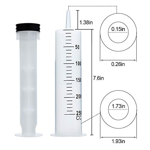 250ml Syringe with 27.6 Inch Tube and Needle, Extra Large Plastic Syringe with Tubing for Glue Dispensing, Scientific Labs, Watering, Refilling - style: 250 ml