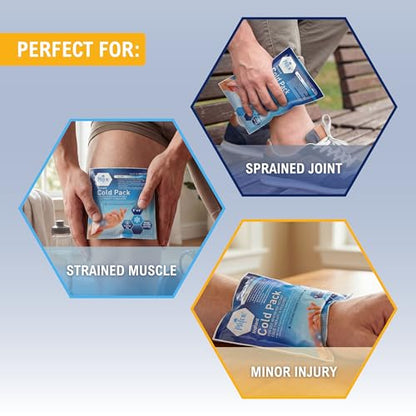 MED PRIDE Instant Cold Pack First Aid Kit Ice Pack for Injuries and Pain Relief, No Freezer Needed, 5in X 6in (6 Count (Pack of 1) Clear) - size: 5 X 6 Inch (Pack of 6)