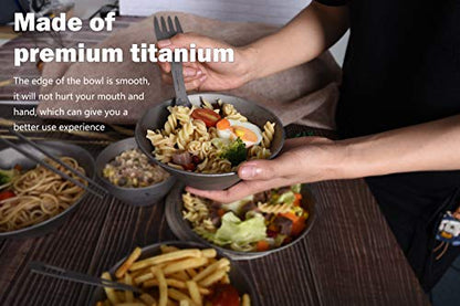 Boundless Voyage Ultralight Titanium Bowl Pan Plate Dish with Carry Bag Outdoor Camping Portable Tableware Cookware (Ti15164B (600ml Bowl)) - color: Ti15164B (600ml Bowl)