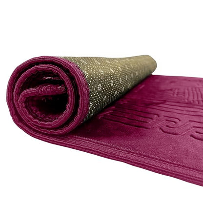 Empire Home Islamic Prayer Rug Oversized Soft Thick Plush Musalla Mat - for Men Women Childred - سجادة صلاة (Burgundy) - color: Burgundy