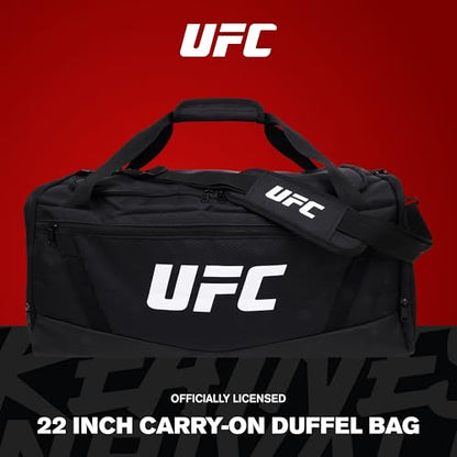 UFC Gym Bag, Black | 22 Inch Carry On Large Travel Duffel Bag for Men and Women, Shoe Compartment, MMA Workout Equipment and Sports Accessories