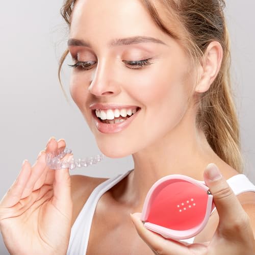 Silicone Retainer Denture Storage Case Holder, Portable Slim Dental Container Cleaning Box with Drain Holes and Leakproof for Aligners, Mouth Guards, Night Guards, Removable Dental Appliances (Pink) - color: Pink