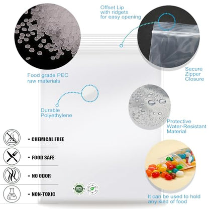9''x 12'', (Pack of 100) 2 mil Thick Clear Plastic Reclosable Zip Poly Bags with Resealable Lock Seal Zipper for Photo, Jewelry, Bakery, Treats, Travel, Storage, Packaging & Shipping… - size: 9" x 12"