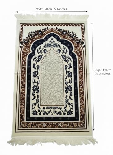Islamic Prayer Rug with Traditional Mihrab Design, Geometric Arch Pattern, Polyester Material, 27.6x43.3 Inches, Low Pile with Fringed Edges (Green Orange) - color: Green Orange