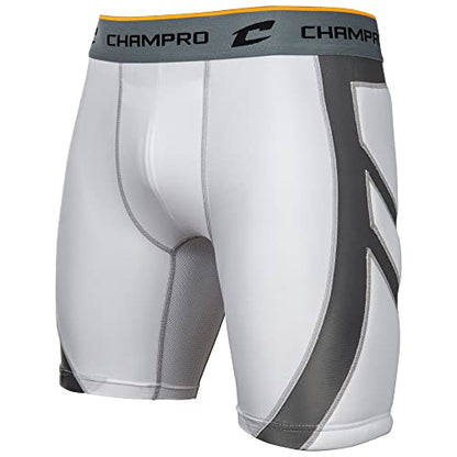 CHAMPRO Wind Up Youth Compression Sliding Shorts - color: White, size: X-Small
