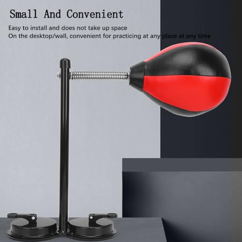 Boxing Speed Ball, Suction Cup Sandbag Height Adjustable Boxing Reflex Ball Speed Ball, 360° Rotating Wall-Mounted Leather Boxing Ball, Suitable for Men,Children,Adults - color: Red
